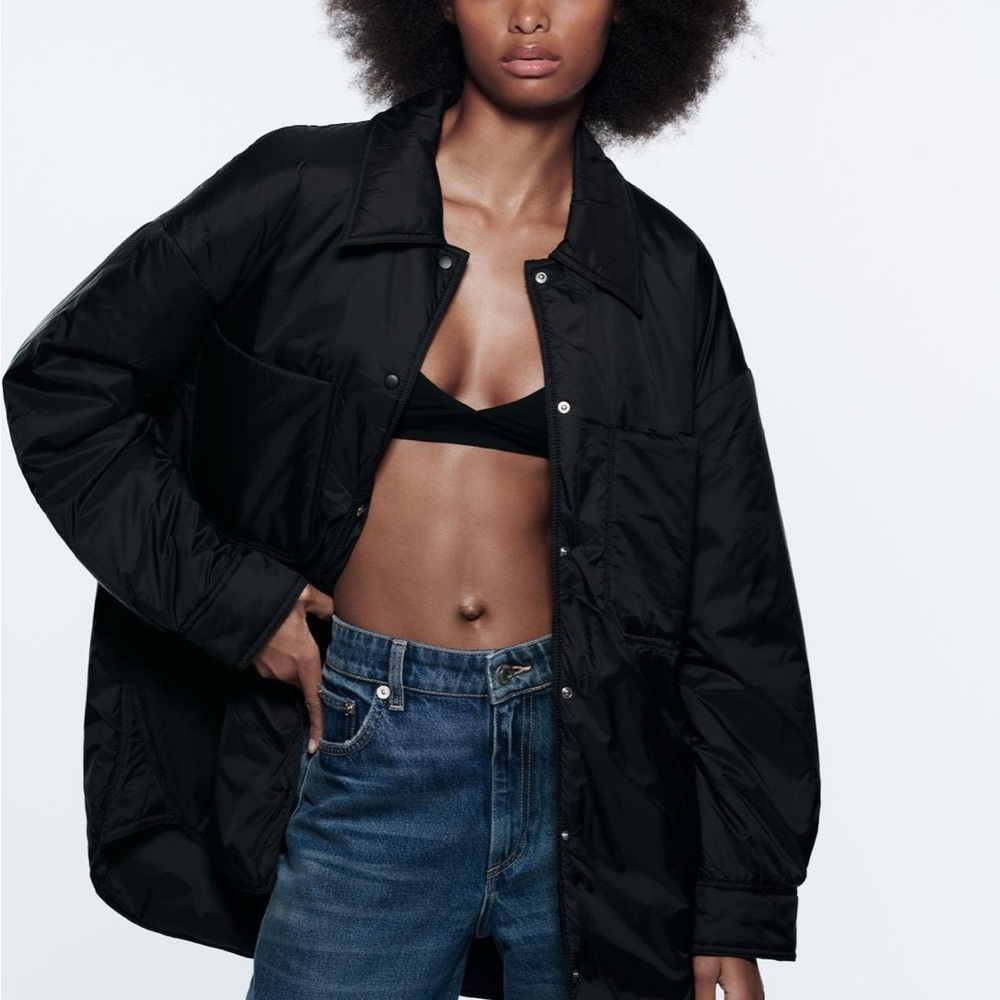 Zara water repellent puffy jacket shirt